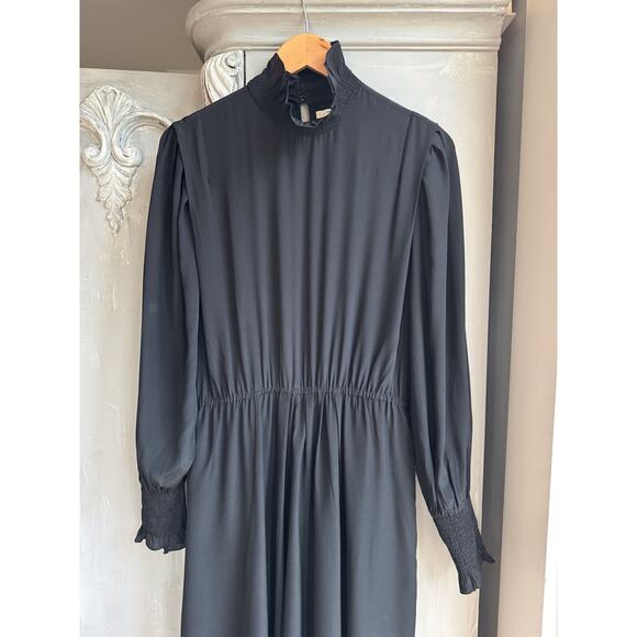 Isabel Marant Etoile Yescott Dress Sz 6 EU Sz 36 Black Silk Asymmetric Midi NWT - Picture 7 of 12